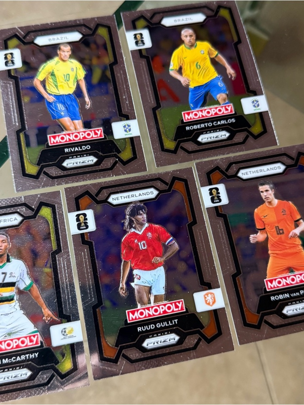 5 Card Lot 2026 Prizm Monopoly FIFA World Cup Roberto Carlos Rivaldo Brazil